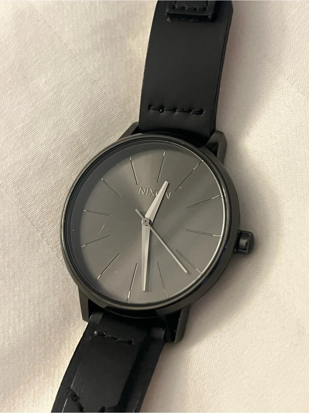 Nixon Black “Movin Out/The Kensington” Leather Strap Watch